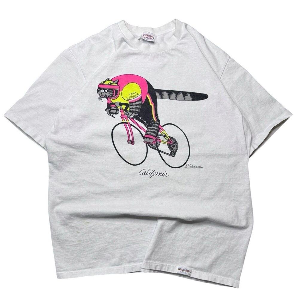 Vintage Crazy Shirt B Kilban Cat Dog Tee T-Shirt Large Made In USA RARE (FLAWS)